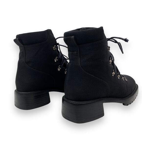 Vintage STUART WEITZMAN black lace up chunky block heel combat boots - Picture 5 of 16